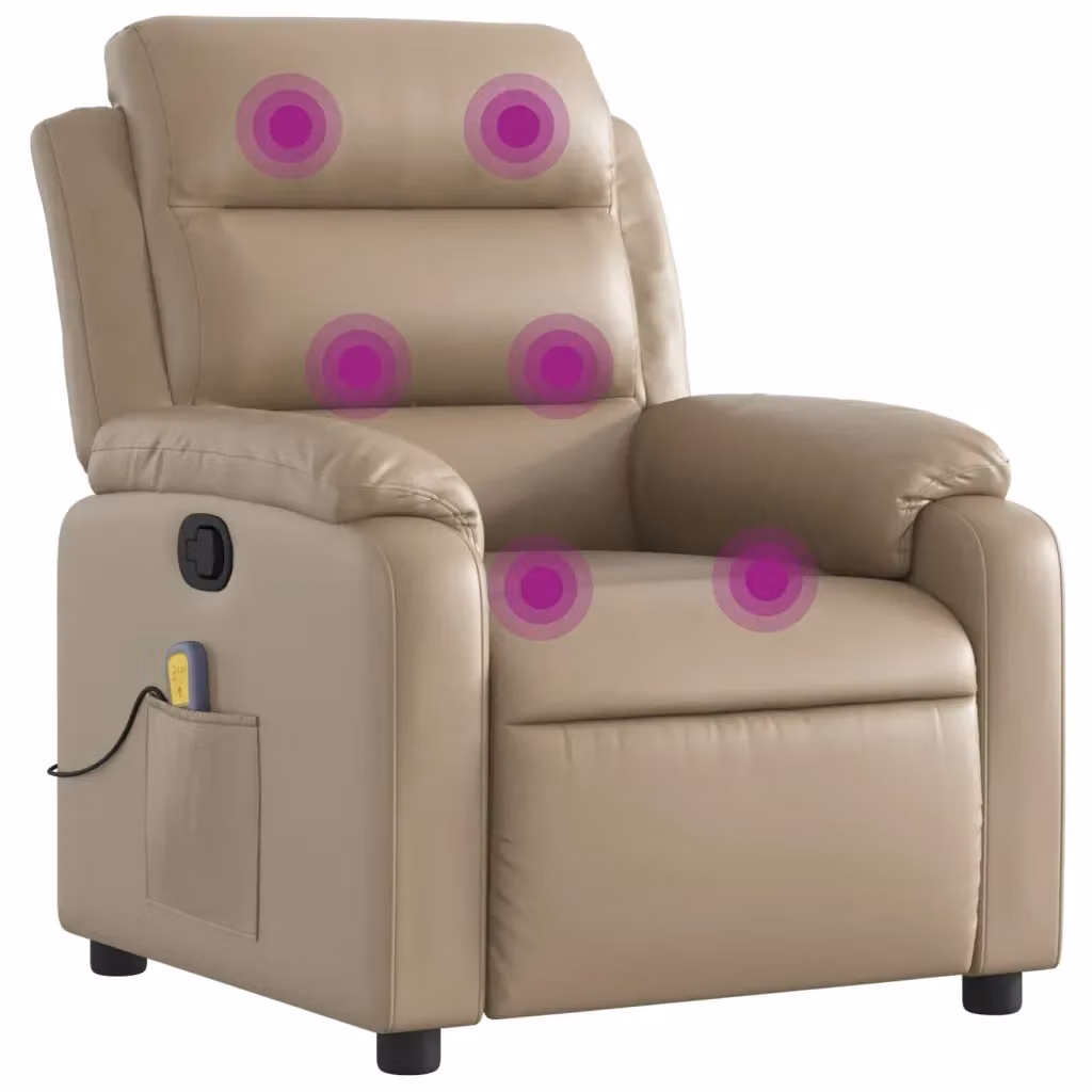 Poltrona Relax Reclinabile vidaXL in Similpelle Beige con Braccioli e Regolazione Manuale – 2