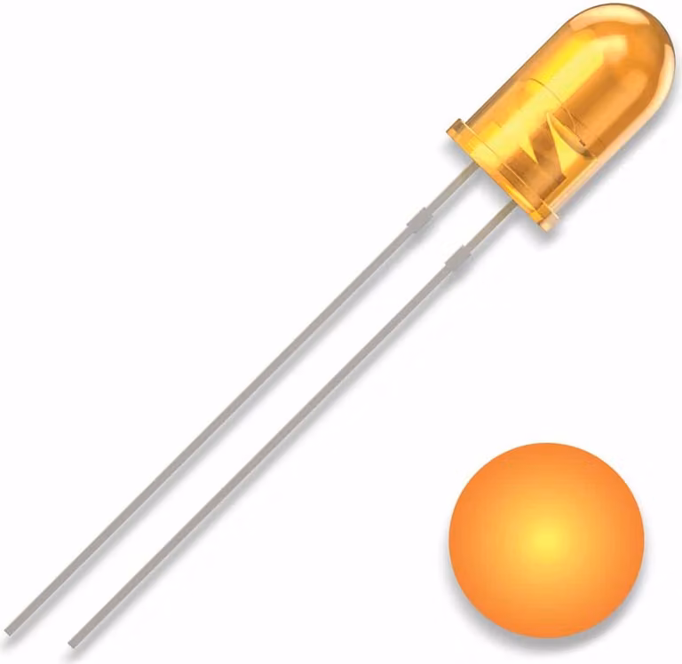 QUADRIOS LED, 5 mm, colore luce: giallo, colore alloggiamento: giallo diffuso, 700 mcd, 590 nm, 2,54 mm