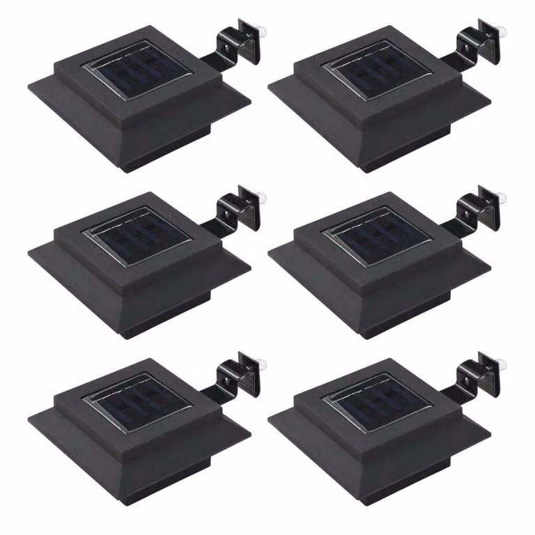 The Living Store Luci solari da esterno 6 pezzi LED Quadrato 12 cm Nero