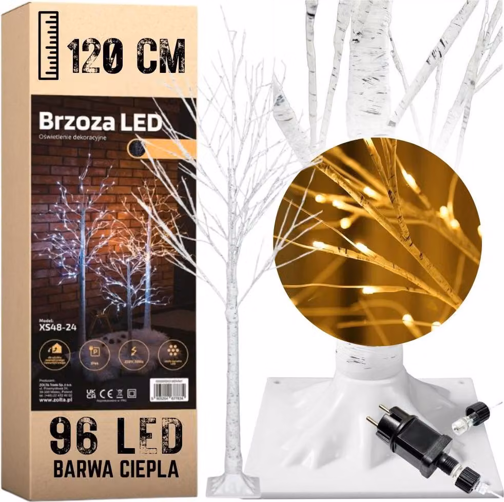 Albero di Natale 96 LED - betulla luminosa 120 cm Caldo