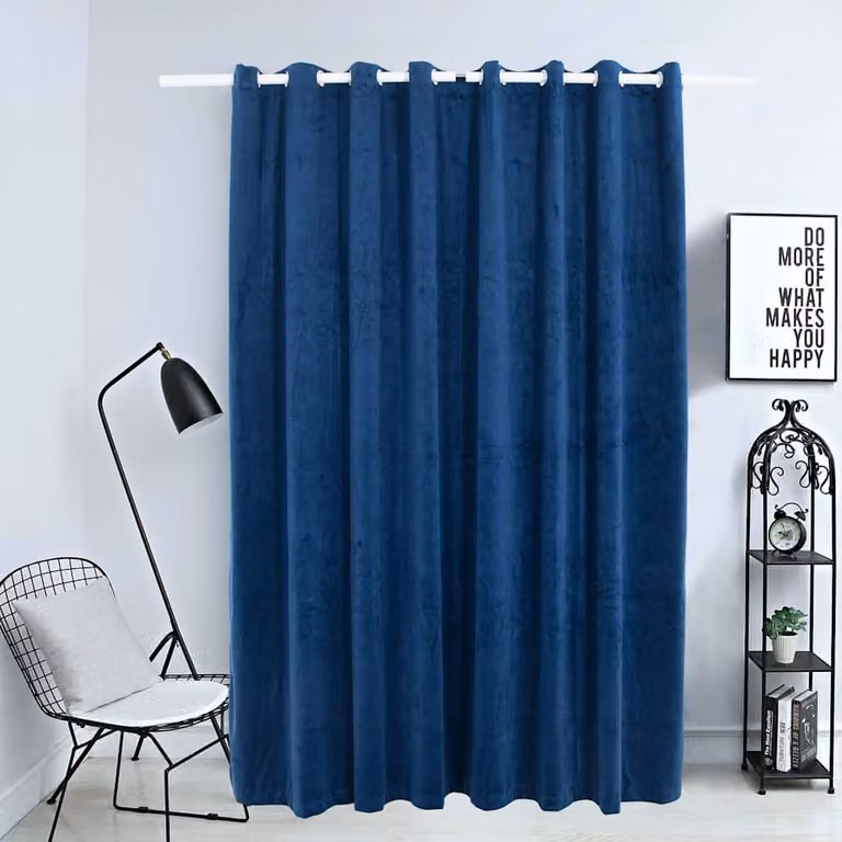Tenda Oscurante in Velluto Blu Scuro con Anelli in Metallo vidaXL L: 290 cm, H: 245 cm