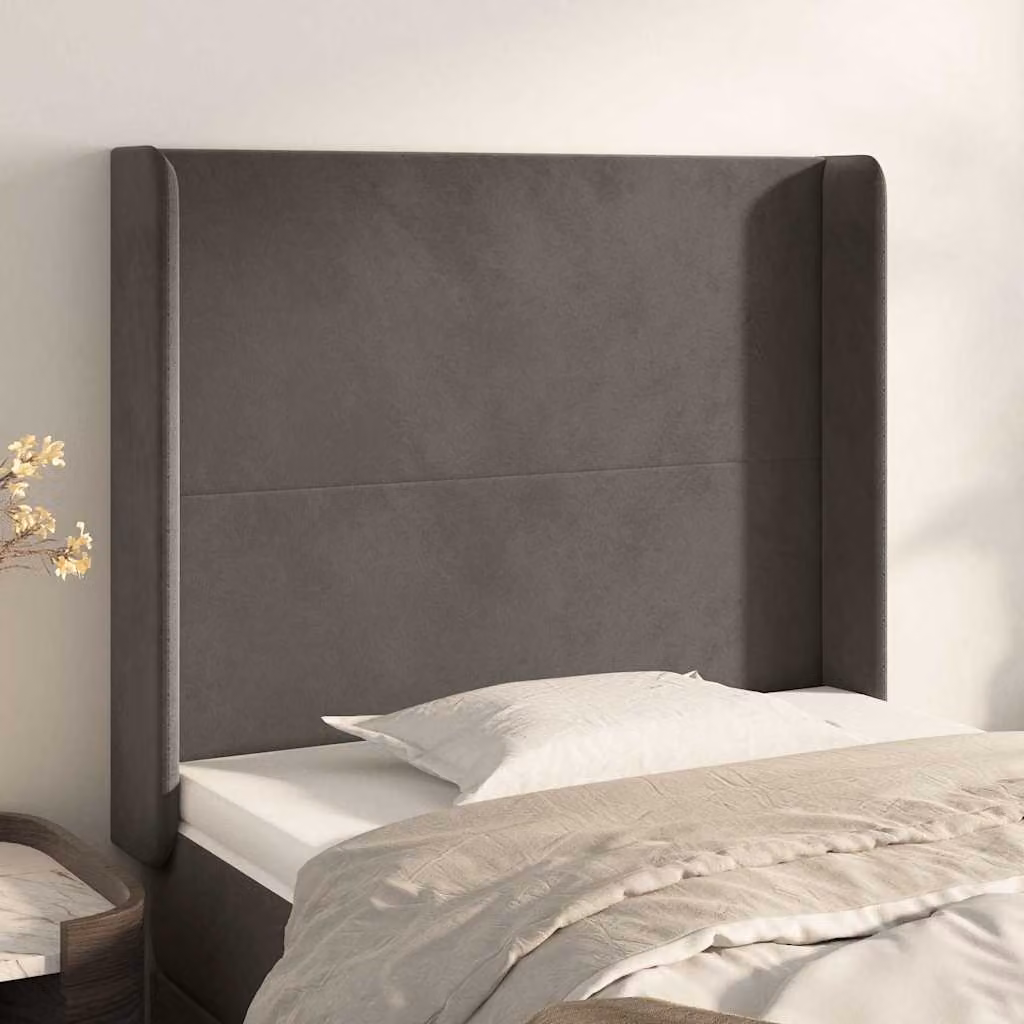 Testiera ad orecchio vidaXL in velluto grigio scuro L: 103 cm, P: 16 cm, H: 118/128 cm