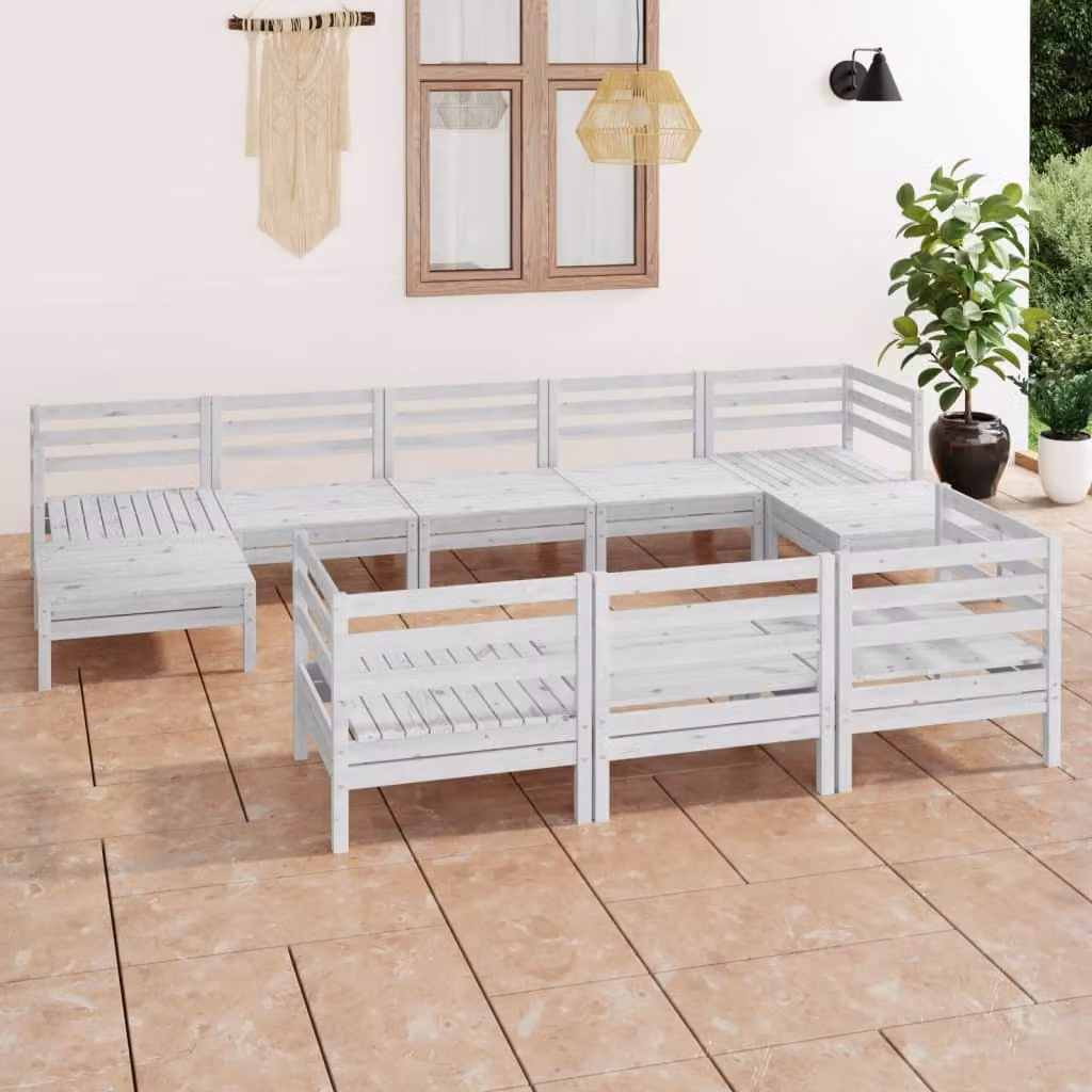 Maison Exclusive - Set Salotto da Giardino 10 pz in Legno Massello di Pino Bianco