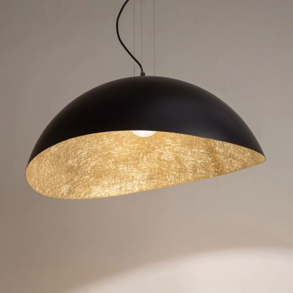 Lampada a sospensione Solaris Sigma Lighting nero e oro in metallo e pietra, diametro 48 cm, attacco E27, dimmabile – 2