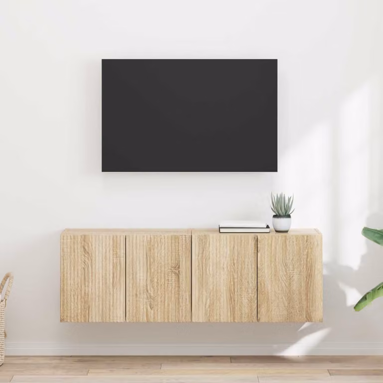 Set di 2 mobili TV da parete vidaXL in legno ingegnerizzato color rovere sonoma, design moderno per il tuo soggiorno