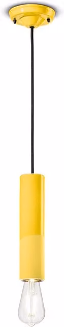 Lampada a sospensione Ferroluce stile Art Déco in ceramica gialla con 1 luce E27