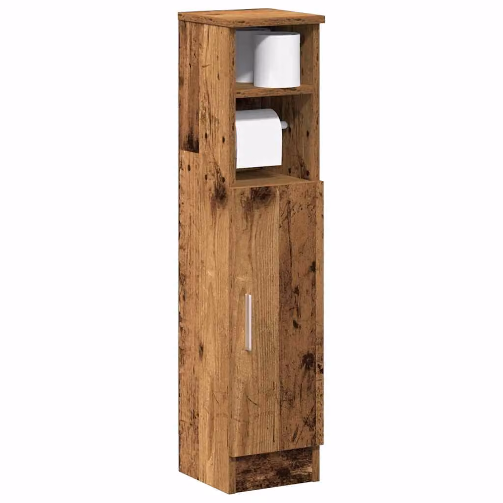 Mobile da bagno vidaXL in legno color marrone con portarotolo e ripiano aperto, stile rustico, L/P/H: 20,5 x 22 x 90 cm