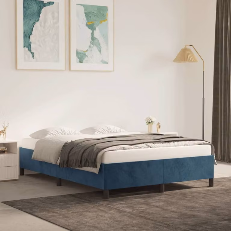 The Living Store rete blu scuro 140x200 cm in velluto