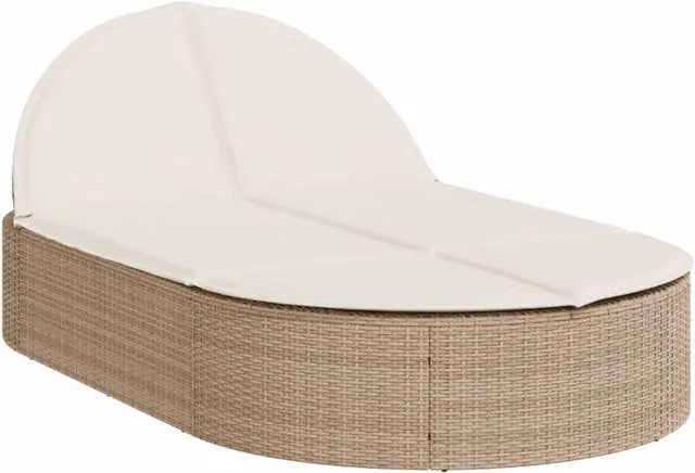 Lettino Prendisole | Sdraio da giardino | Lettino da sole con Cuscini Beige in Polyrattan