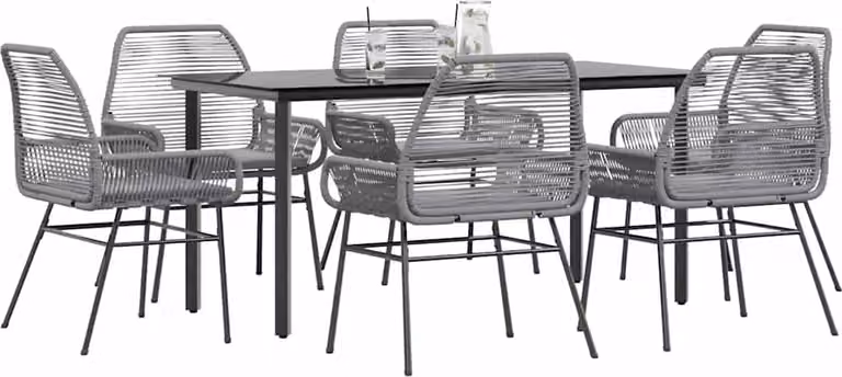 Maison Exclusive - Set da Pranzo da Giardino 7 pz con Cuscini Polyrattan Vetro