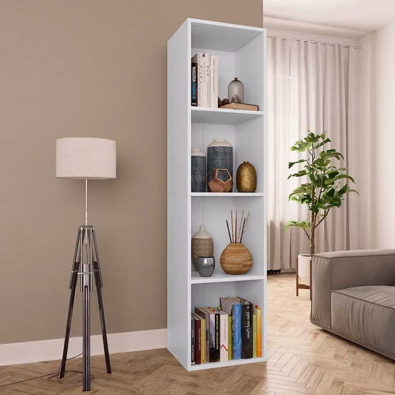 Libreria e Mobile TV vidaXL Bianco in Legno Multistrato e MDF L: 36 cm, P: 30 cm, H: 143 cm