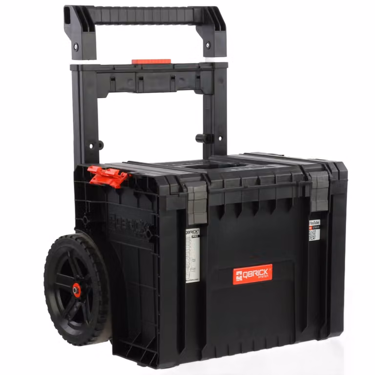 Cassetta porta attrezzi su rotelle, manico telescopico, cassetta porta attrezzi portatile 49 x 41,5 x 66 cm, sistema modulare, cassetta porta attrezzi PRO per officina garage