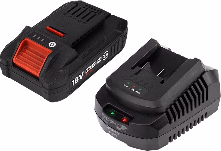 Set di batterie GRAPHITE Energy+ 4Ah e caricabatterie - 18V Li-Ion, compatibile con GRAPHITE e NEO TOOLS