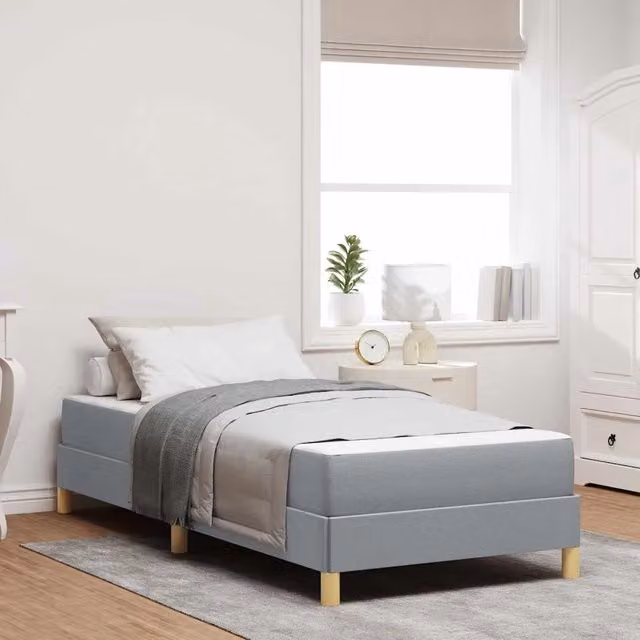 Letto singolo | Letto per adulti | Letto a molle con materasso Grigio chiaro 100 x 200 cm Tessuto