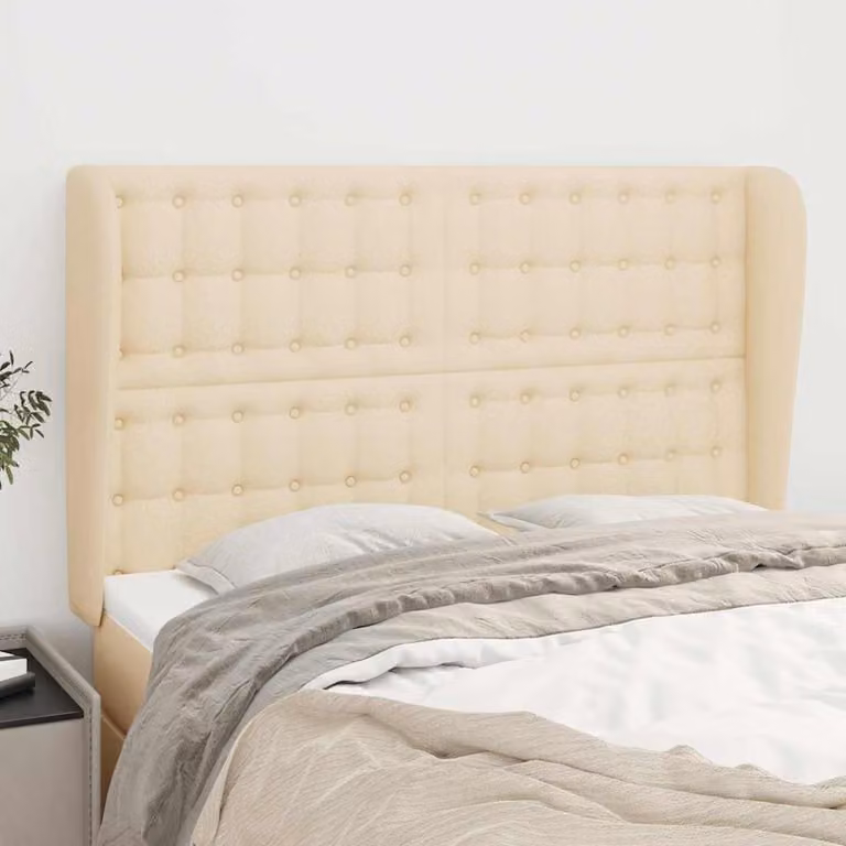 Testiera ad Orecchio vidaXL in Tessuto Beige L: 147 cm, P: 23 cm, H: 118/128 cm