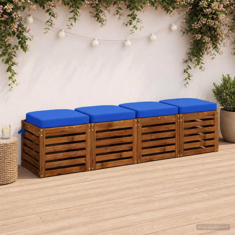 Set di 4 cuscini per sedile vidaXL SOEST in poliestere blu con rivestimento rimovibile e lavabile