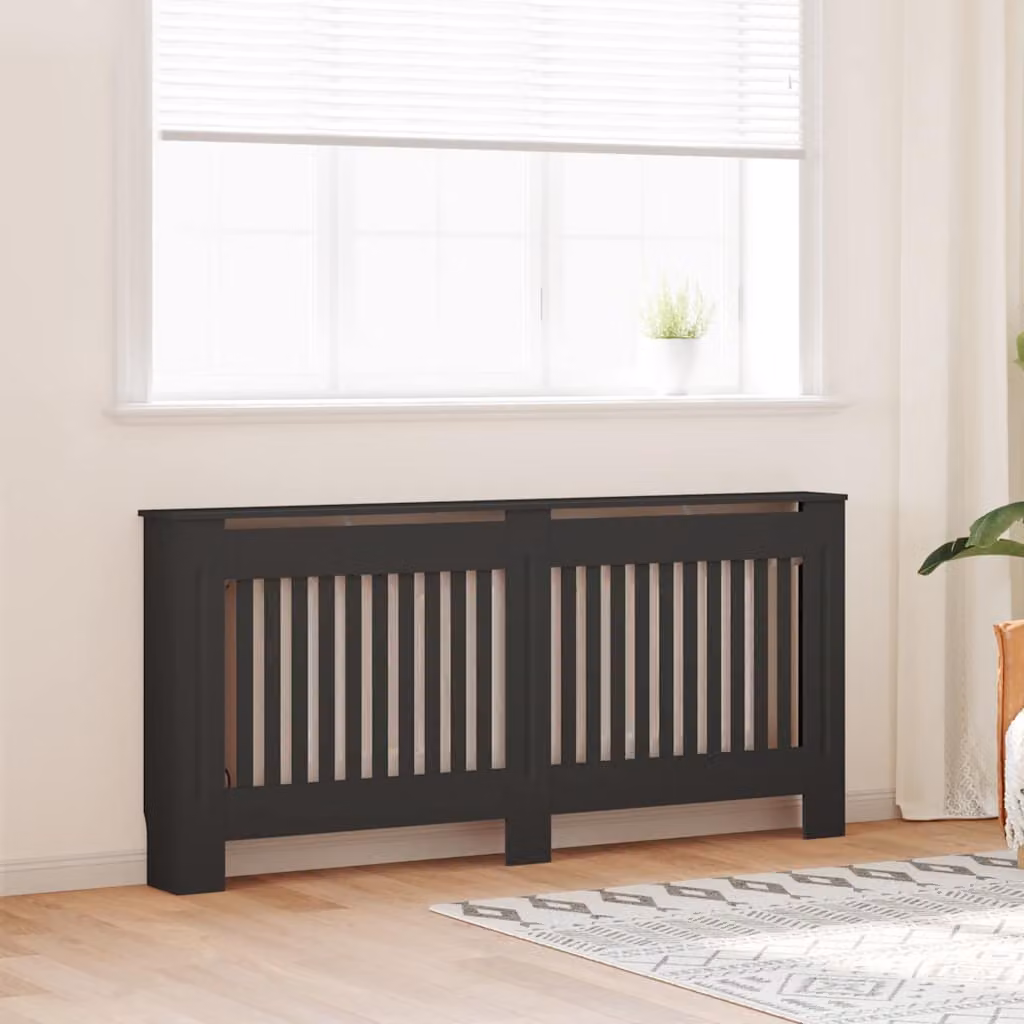 Copertura per radiatore vidaXL in legno multistrato nera L: 172 cm, P: 19 cm, H: 81,5 cm
