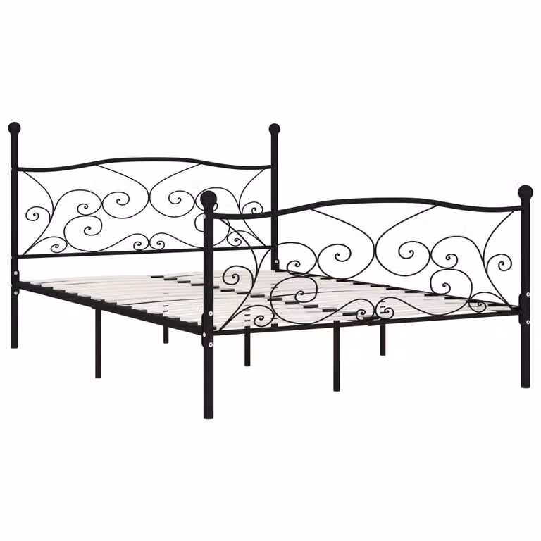 The Living Store Struttura letto con rete a doghe in metallo nero 140 × 200 cm