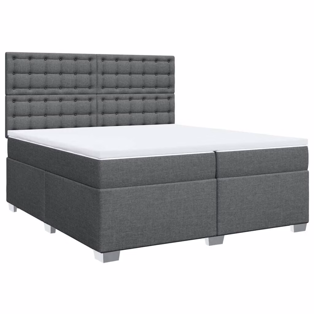 Giroletto a Molle con Materasso Grigio Scuro 200x200 cm Tessuto