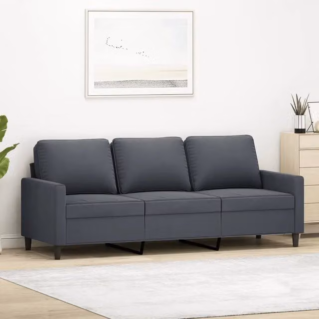 Divano Moderno vidaXL in Velluto Grigio con Struttura in Metallo L: 198 cm, P: 80 cm, H: 77 cm