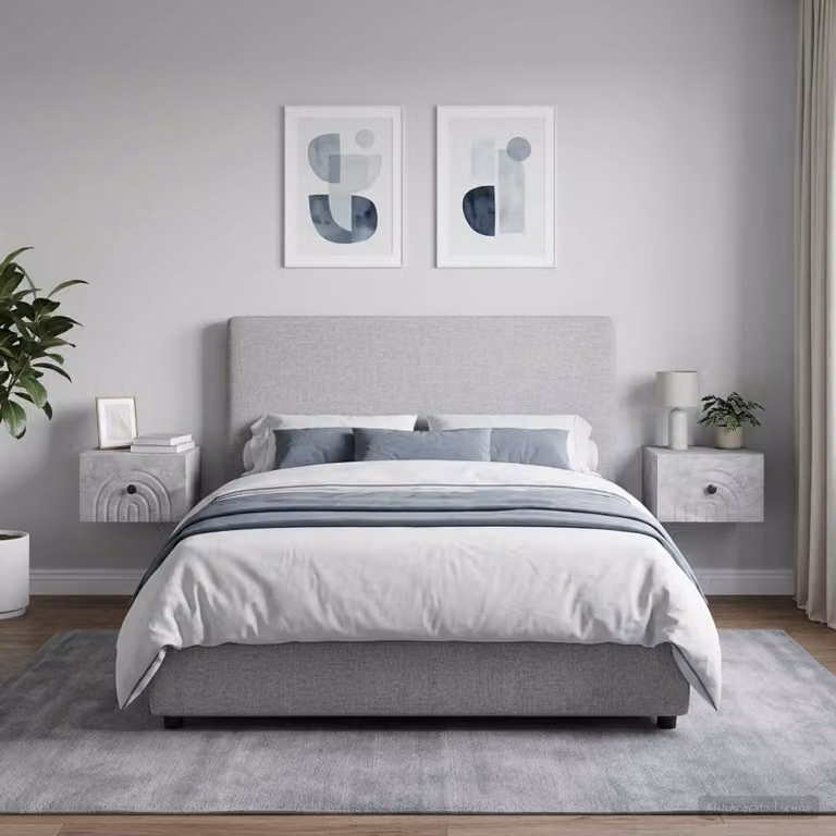Set di 2 comodini sospesi vidaXL in stile moderno, colore grigio cemento, L 33 cm x P 34,5 cm x H 20 cm