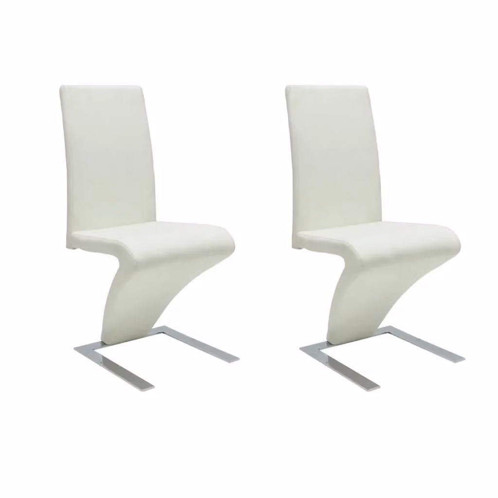 Set di 2 sedie da pranzo moderne vidaXL in similpelle bianca con struttura in metallo – 2