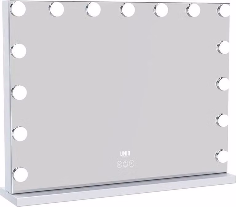 Specchio da trucco Hollywood UNIQ XL con illuminazione - 15 lampadine LED e funzione touch - Bianco