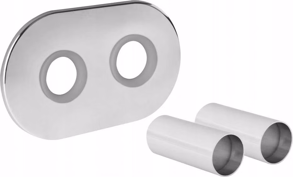Kit Copertura Raccordo Radiatore Cromo Doppia Rosetta Con Manicotti