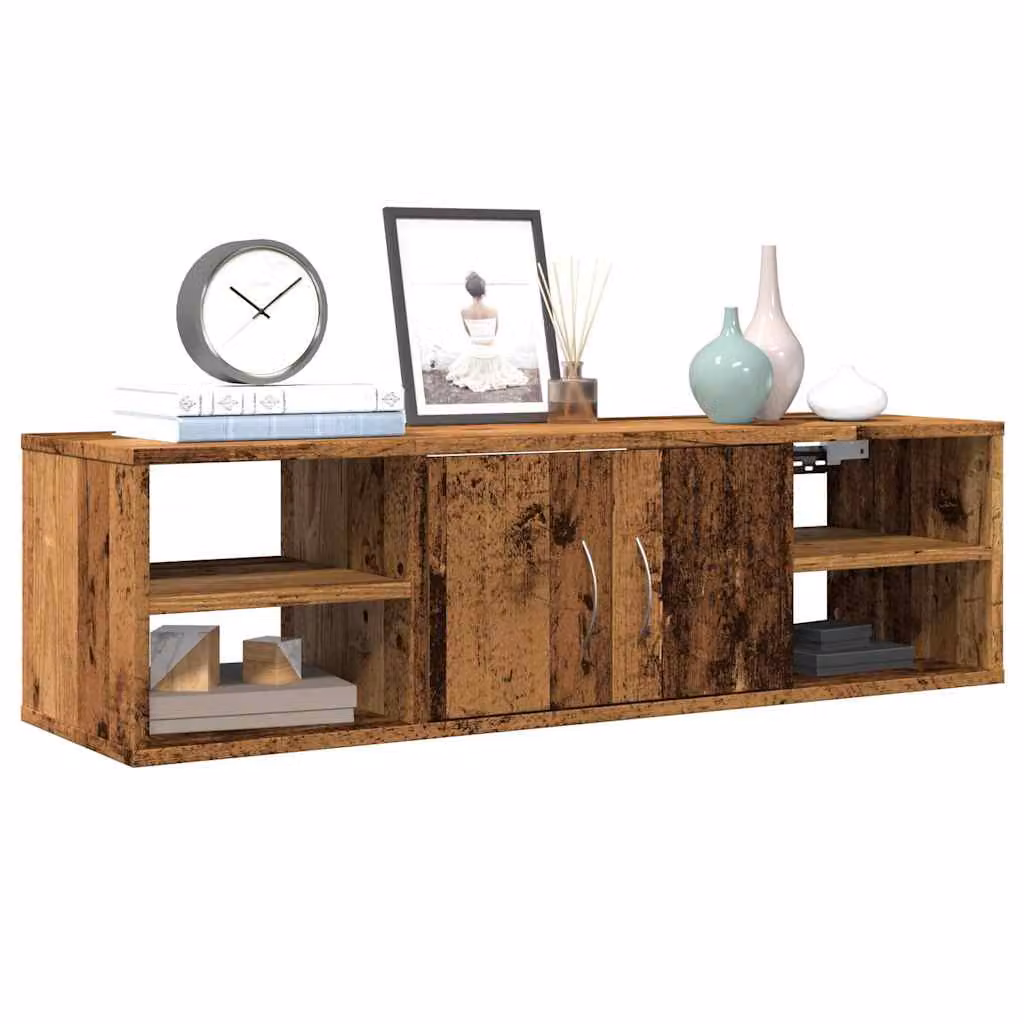 Armadietto a muro vidaXL in legno rustico marrone con ante a battente e ripiani interni L 101 cm x H 30 cm x P 29 cm