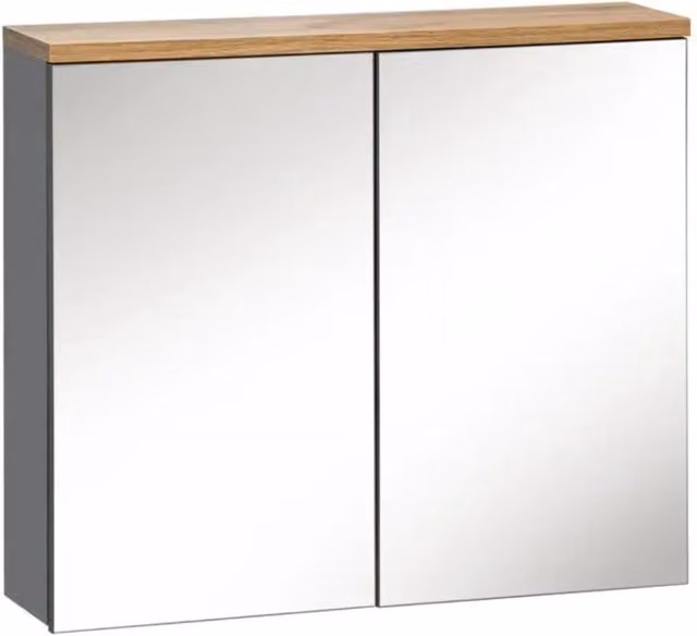 Mobile contenitore da bagno sospeso Meublorama ERMANO con ante a battente e finitura lucida in legno e grigio, L: 60 cm
