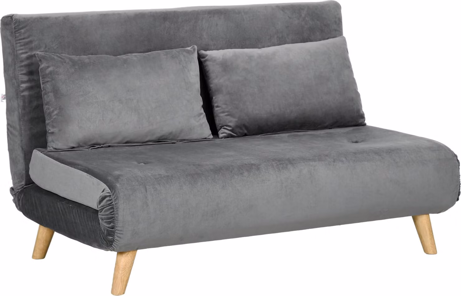 Divano letto Moonbite a 2 posti, con funzione letto, schienale regolabile in 6 posizioni fino a 180°, aspetto velluto, divano pieghevole ideale per studenti e camere per gli ospiti, in poliestere, colore grigio
