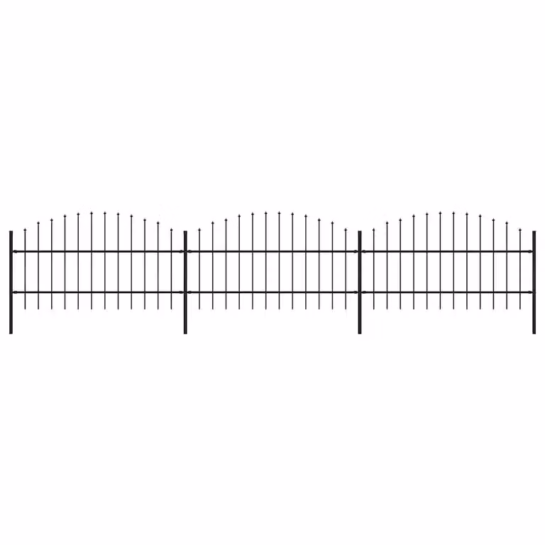 Recinzione da giardino vidaXL con punta a lancia in acciaio nero, L: 504 cm, H: 100 cm