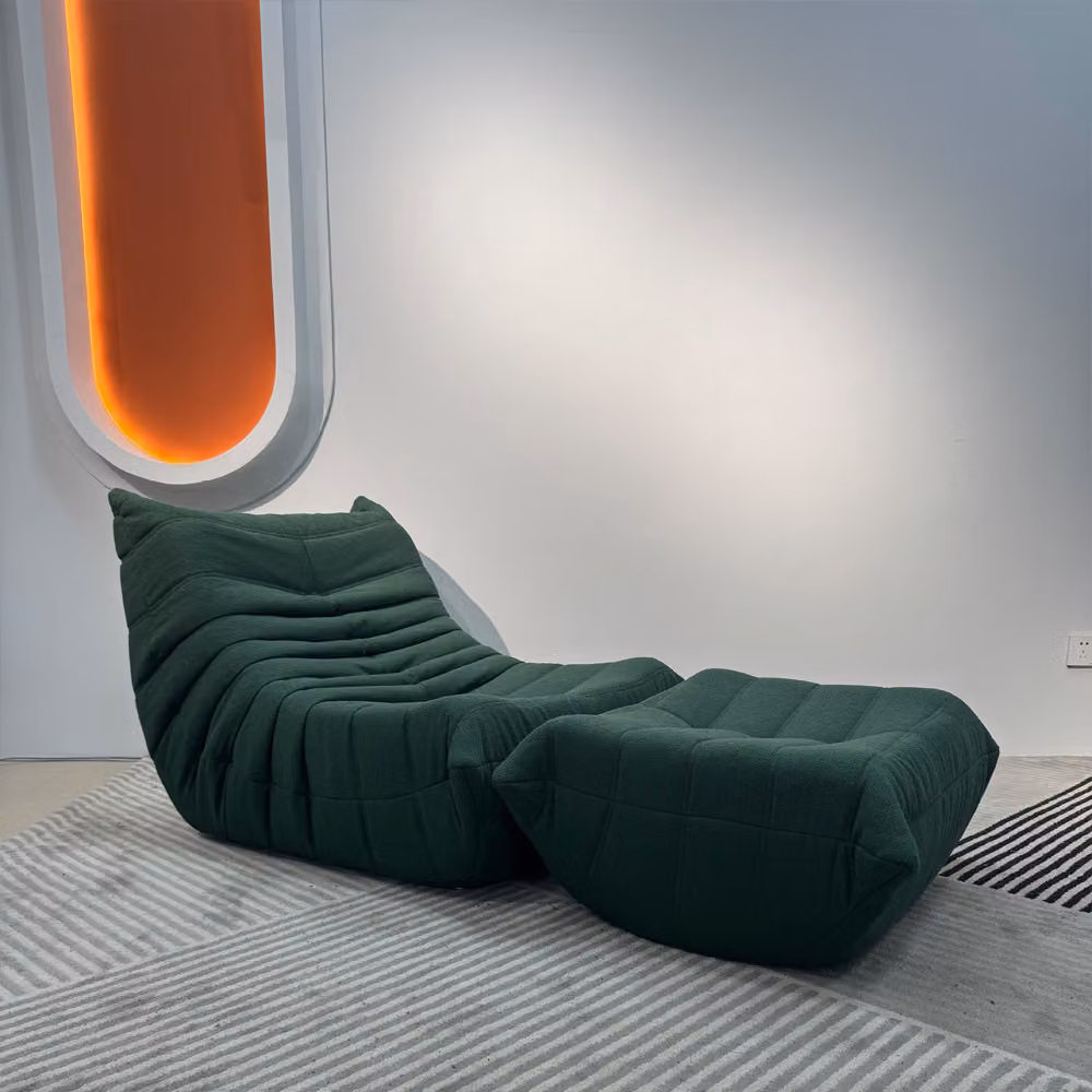 Divano con poggiapiedi Mobili imbottiti Poltrona Divano relax Divano da salotto Verde