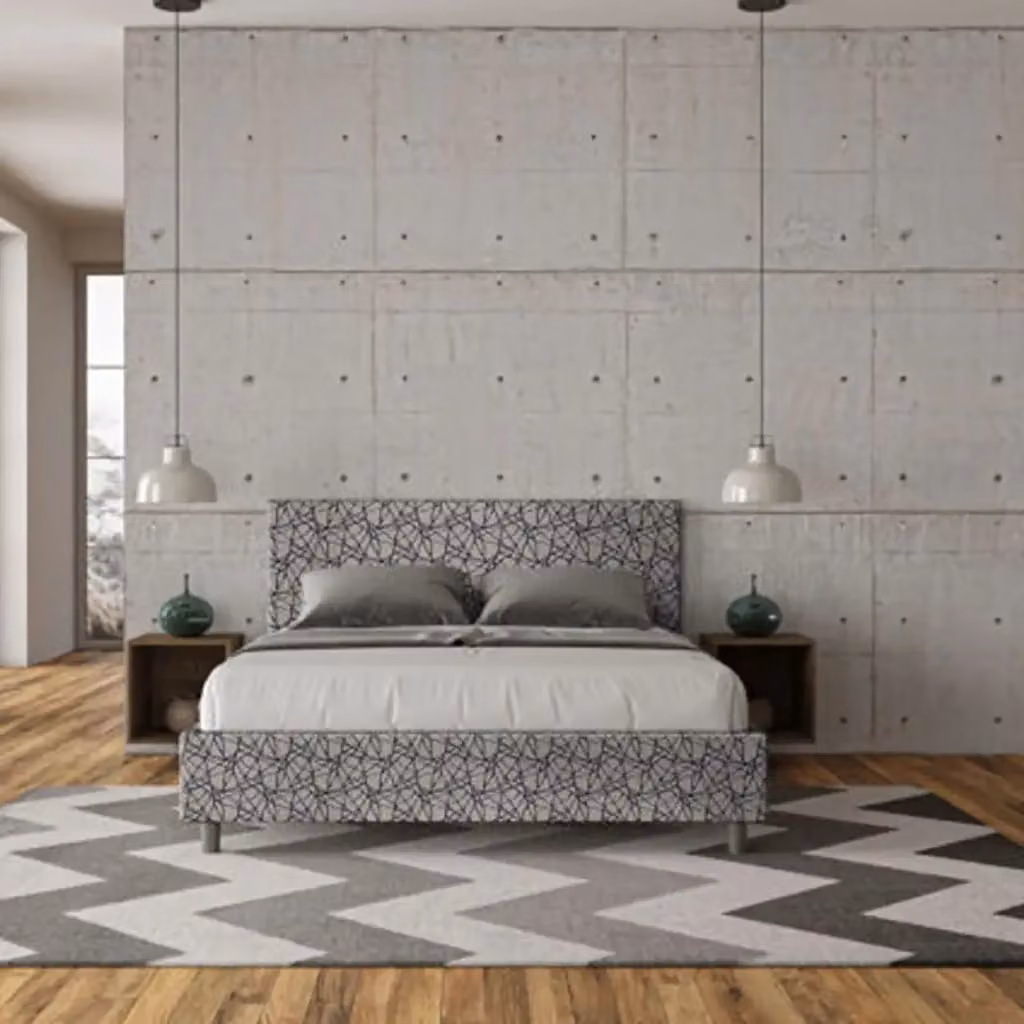 Letto matrimoniale con contenitore imbottito Adele Ityhome blu L: 160 cm, P: 210 cm, H: 106 cm – 2