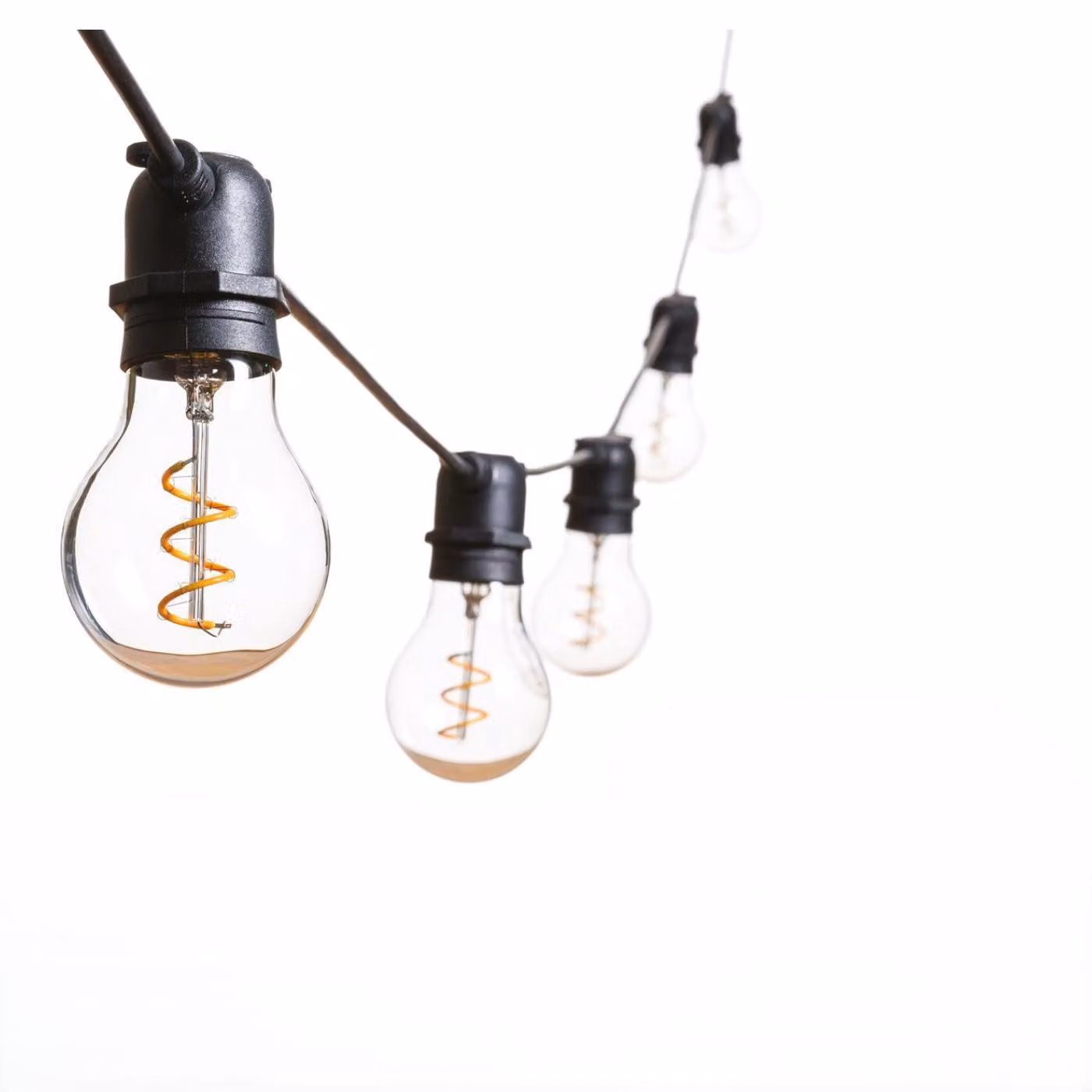 Alcapower Catena Luminosa 10 Portalampade E27 Nera, Lunghezza 11.5 metri, Grado di protezione IP65, Collegabile fino a 6 unità, Tensione 230V AC