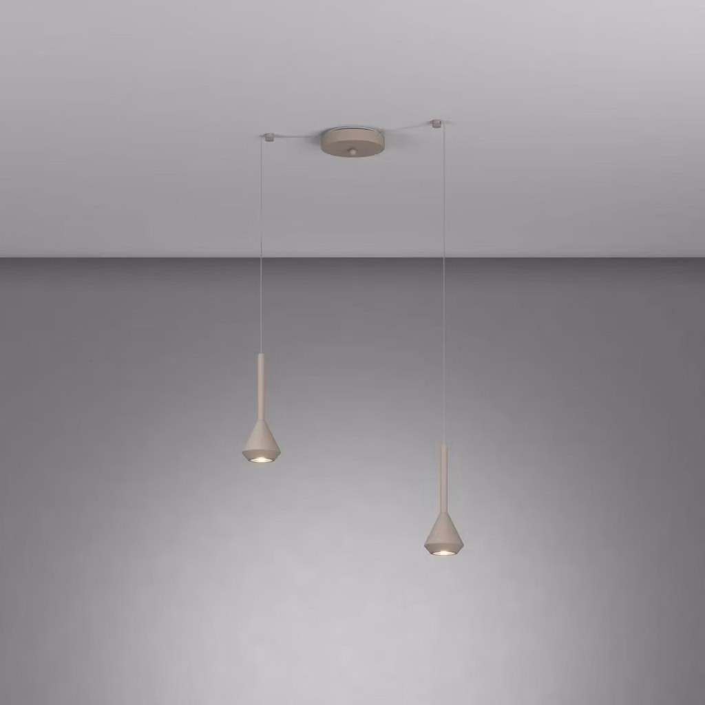Lampadario Moderno Sospeso Top Light Aygo in Metallo Beige con 2 Luci GU10 – 2