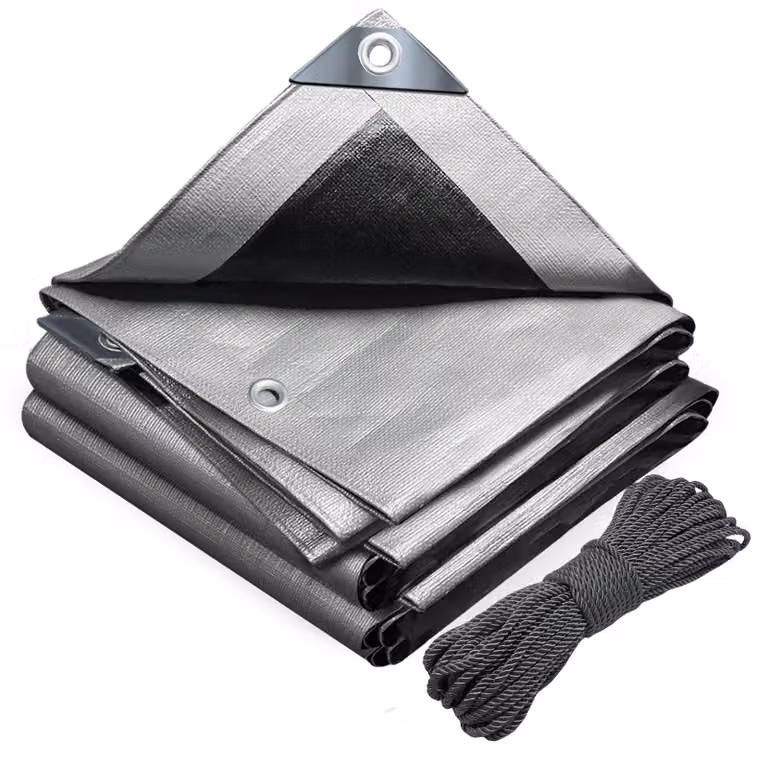 VOUNOT® Telo di copertura 1,5 x 6 m, 180 g/m², impermeabile, per autocarri, con occhielli, in tessuto, grigio