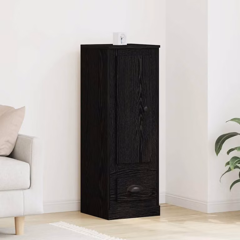 Credenza moderna vidaXL in legno MDF nero con ante a battente e ripiani interni L: 36 cm, P: 35.5 cm, H: 103.5 cm