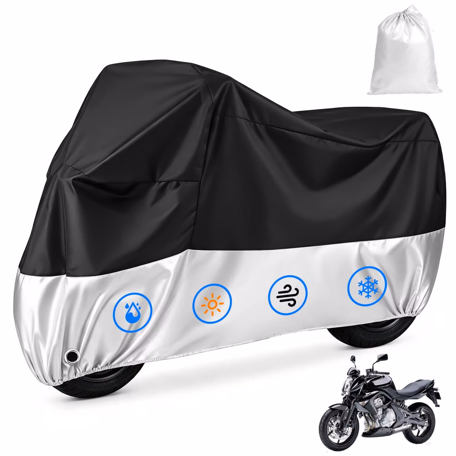 Copertura impermeabile per motociclette, taglia XXL, dimensioni 245x105x125 cm, realizzata in tessuto Oxford 210D