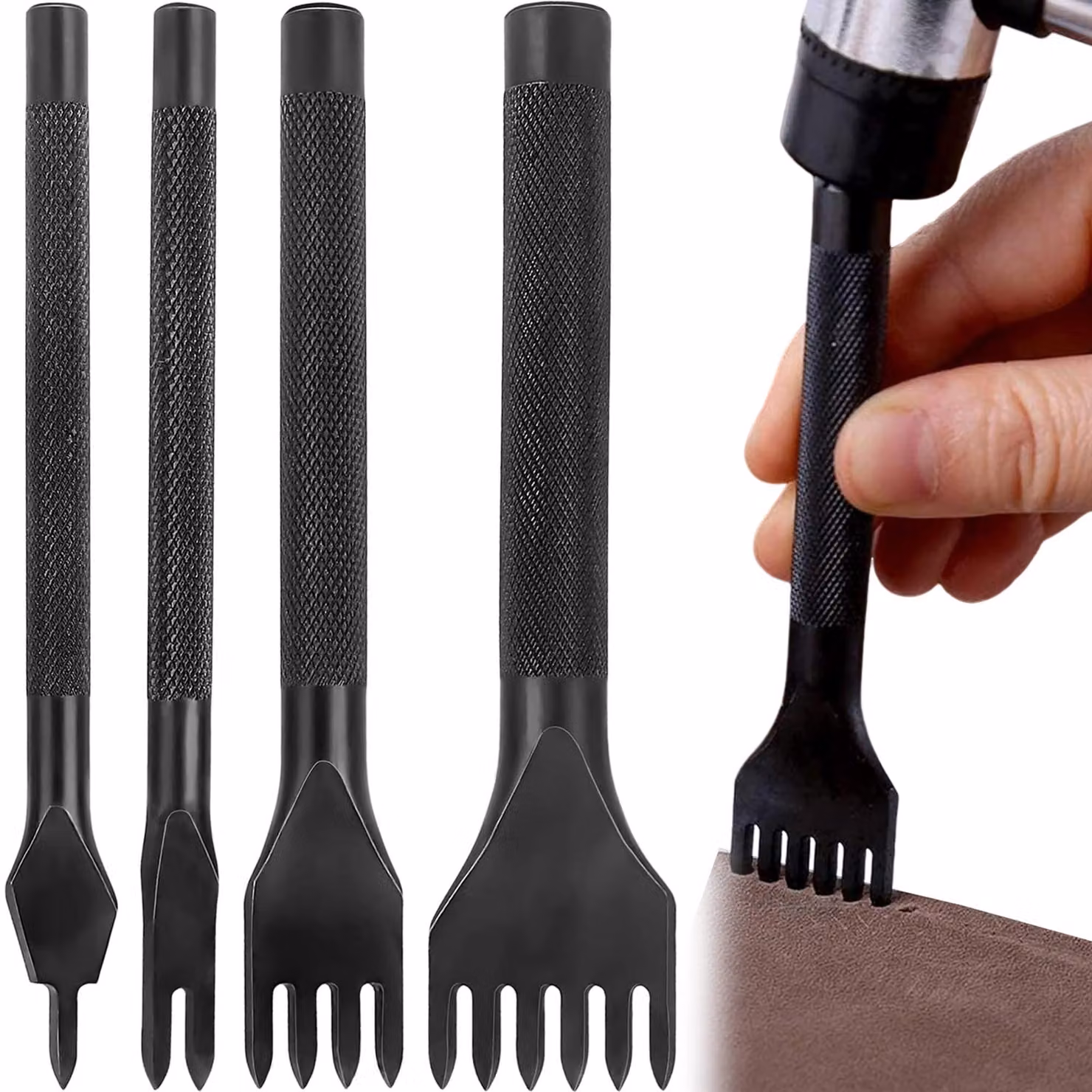 Set di utensili per forare la pelle, composto da 4 pezzi, con punte di diverse dimensioni: 1/2/4/6 mm, diametro 4 mm