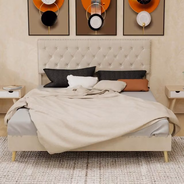 Letto imbottito - Xylo - 160x200 - Beige
