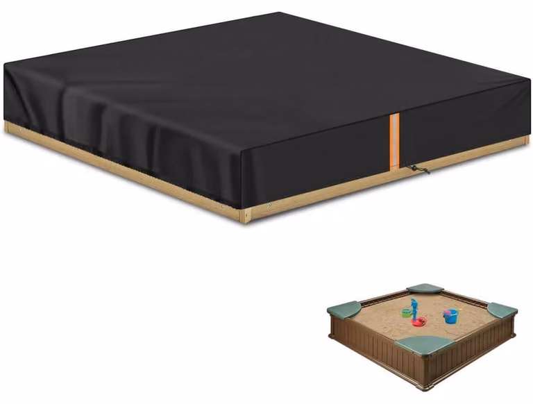 Copertura per sabbiera, dimensioni 150x150x20 cm, realizzata in tessuto Oxford 420D, impermeabile, resistente alla polvere e alla pioggia
