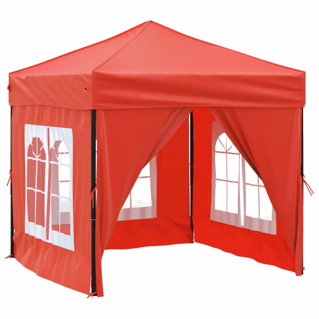 Tenda per Feste Pieghevole con Pareti Laterali Rosso 2x2 m