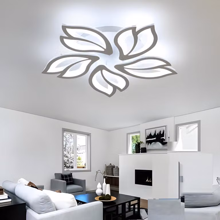 Lampadario a LED moderno, 65W, 5 luci, design a petalo
