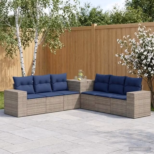 Set di divani 7 pz Grigio e Blu Navy 55 x 55 x 69 cm 3448845