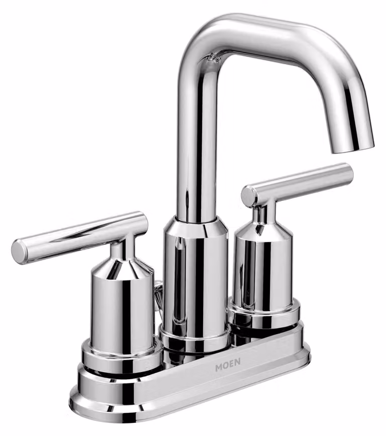 Miscelatore per lavabo, con arco alto, cromato, a due manopole, con 3 fori, WaterSense