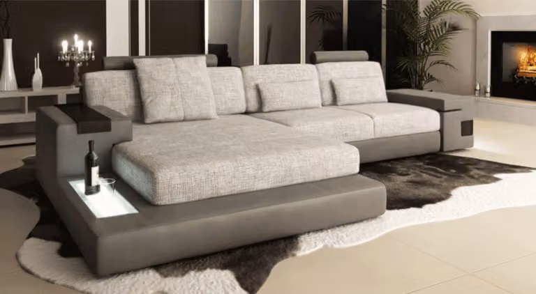 Design Sofa Couch Ecke Polstermöbel Wohnzimmer L-Form Modern Elegant Textil Stoff