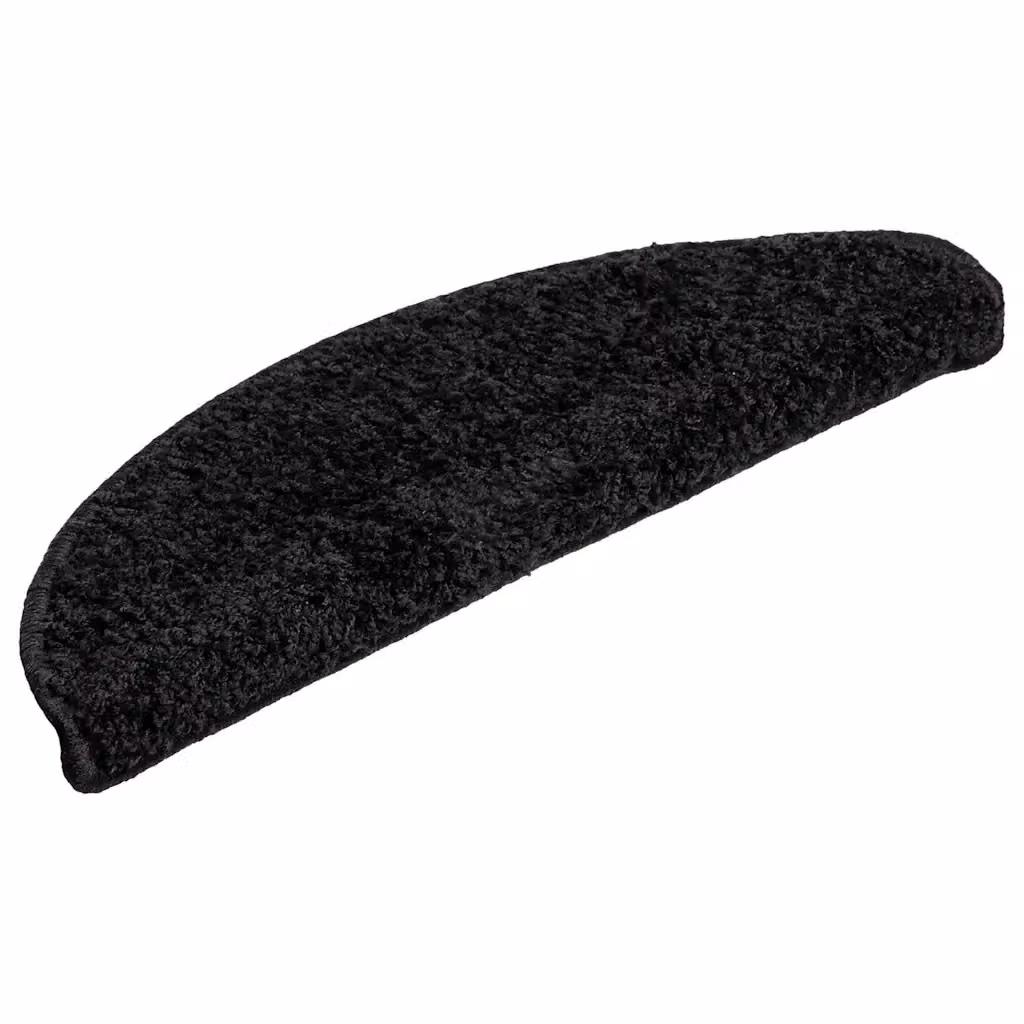 Set di 30 tappetini per scale semicircolari vidaXL, antiscivolo e fonoassorbenti, colore nero, L: 56 cm, P: 17 cm, H: 3 cm – 2