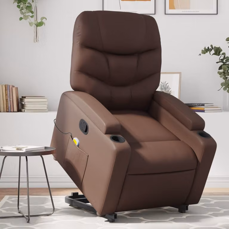 vidaXL Poltrona Alzapersona Reclinabile con Assistenza Elettrica in Similpelle Marrone