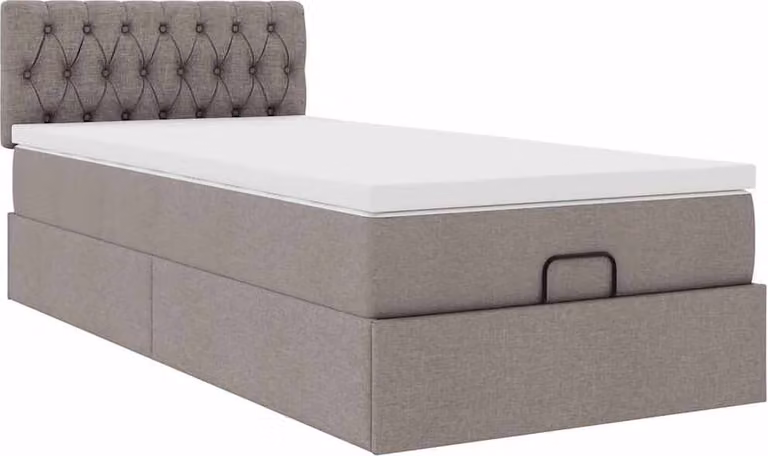 Struttura Letto Pouf con Materasso Tortora 90x190 cm in Tessuto